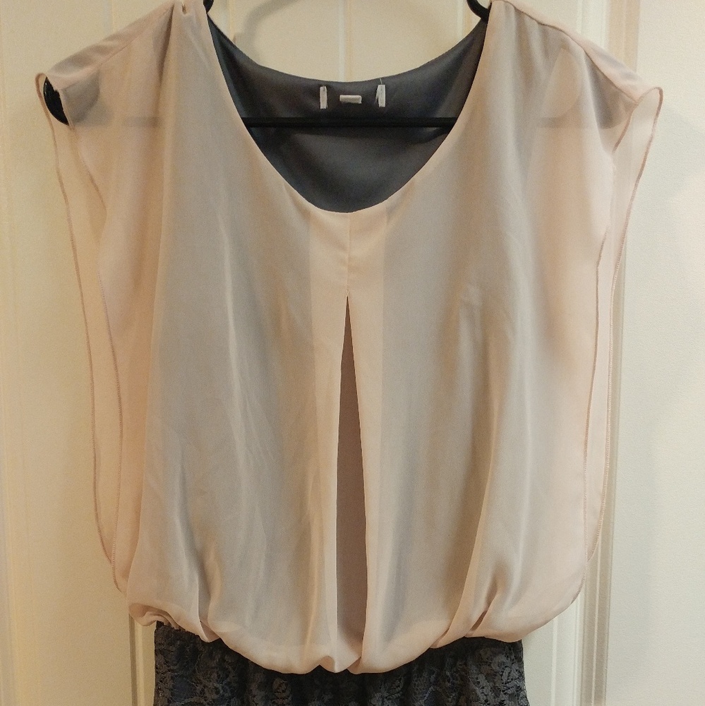 Pink & Grey Lace Fitted Mini